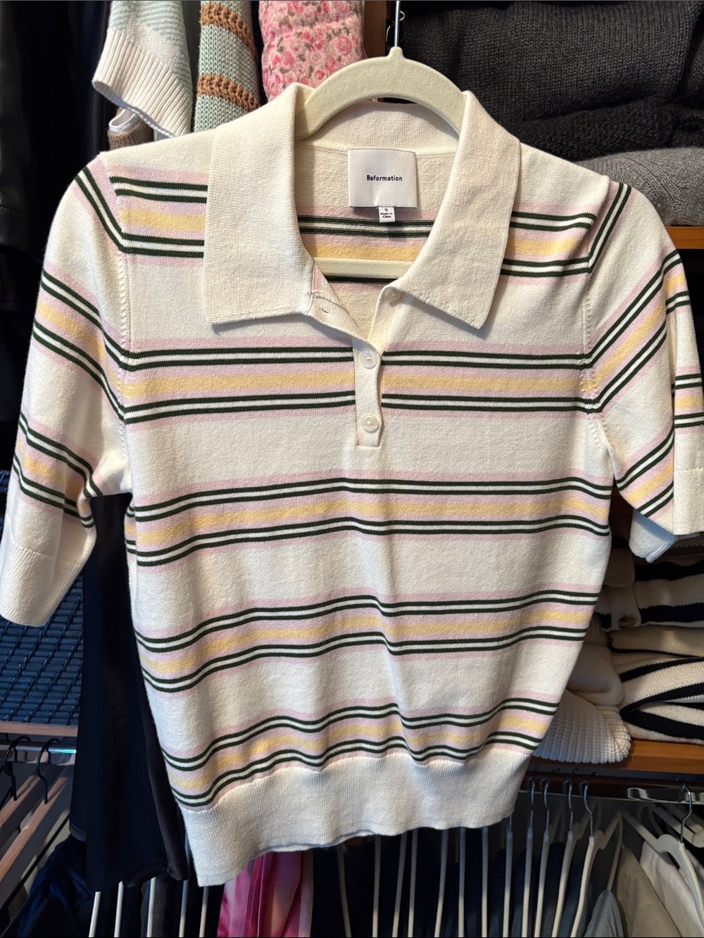 Reformation Campbell Cotton Polo Sweater - size small - Picture 7 of 10